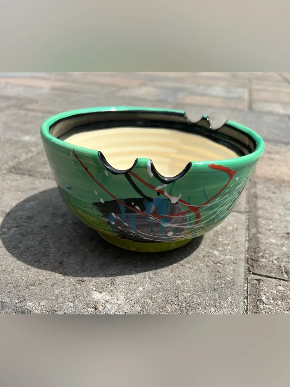 Handmade Ramen Bowl Set — Teal & Red, Artist Signe